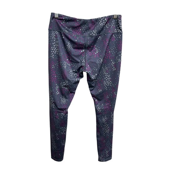 Reebok Gray Purple Printed Activewear Leggings Sz Medium - Picture 2 of 8